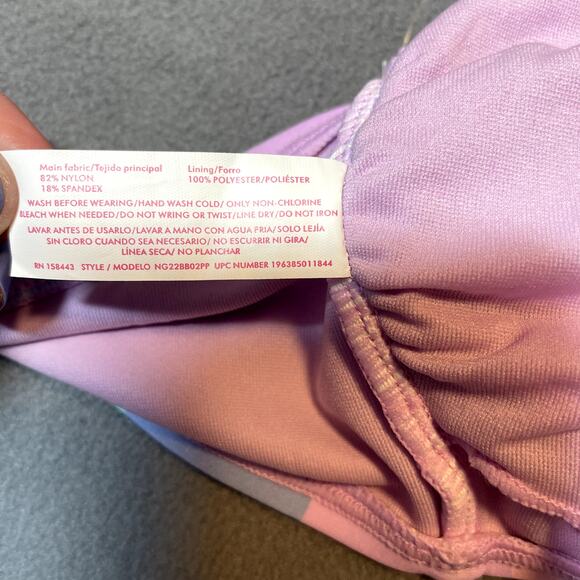 Ninety Nine Pastel Stripe Bikini Top Womens 3X Pink Purple Multicolor Rainbow - Picture 11 of 11